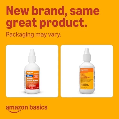 Amazon Basics Saline Nasal Moisturizing Spray 1.5 fl oz (44ml) | Soothes Dry Nasal Passages thumbnail 2