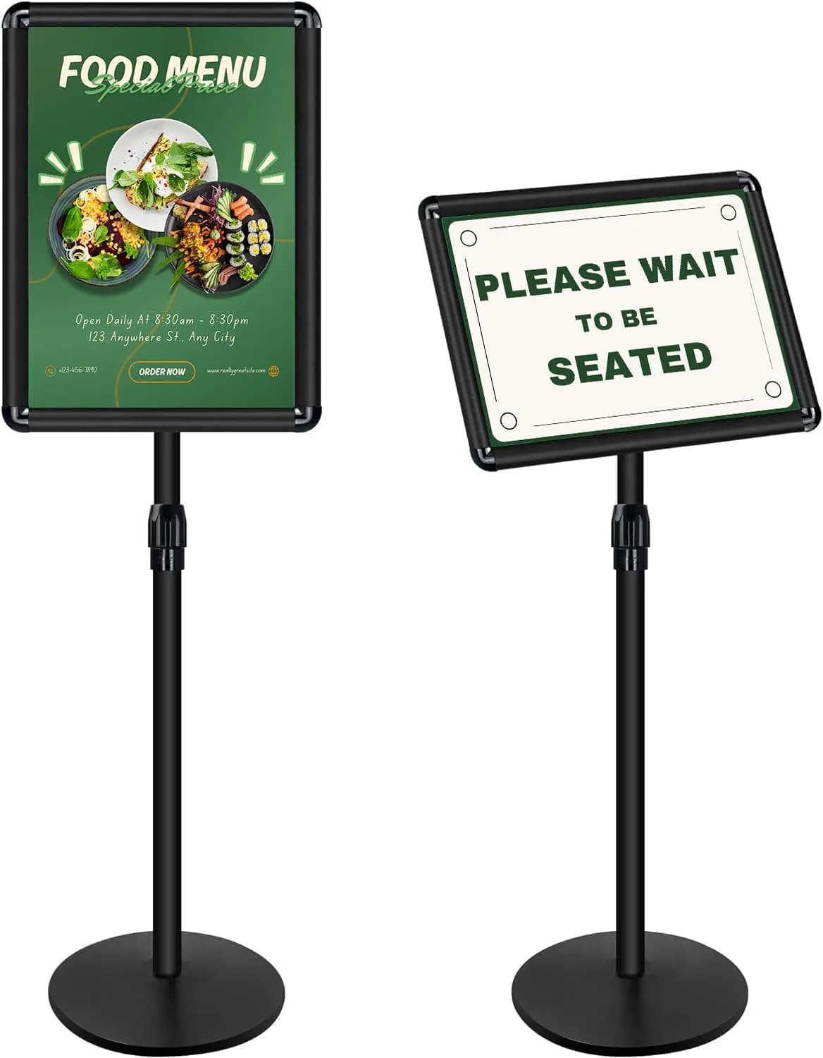 Mutualsign Heavy Duty Pedestal Sign Holder Stand 11x17" (28 x 43 cm) | Adjustable Height 31.5"-49" (80-125 cm) — Black-Heavy Duty