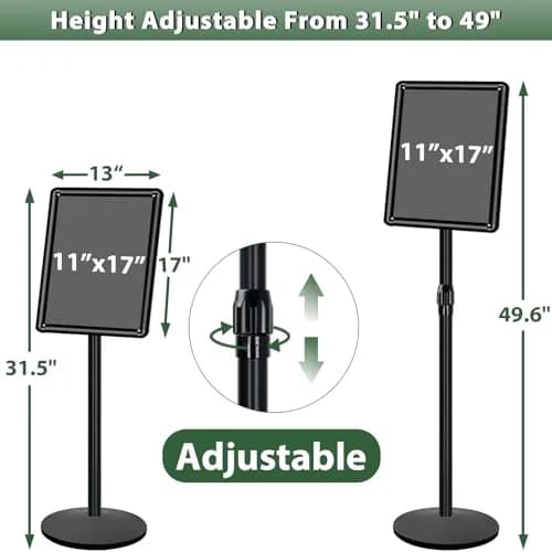 Mutualsign Heavy Duty Pedestal Sign Holder Stand 11x17" (28 x 43 cm) | Adjustable Height 31.5"-49" (80-125 cm) thumbnail 3