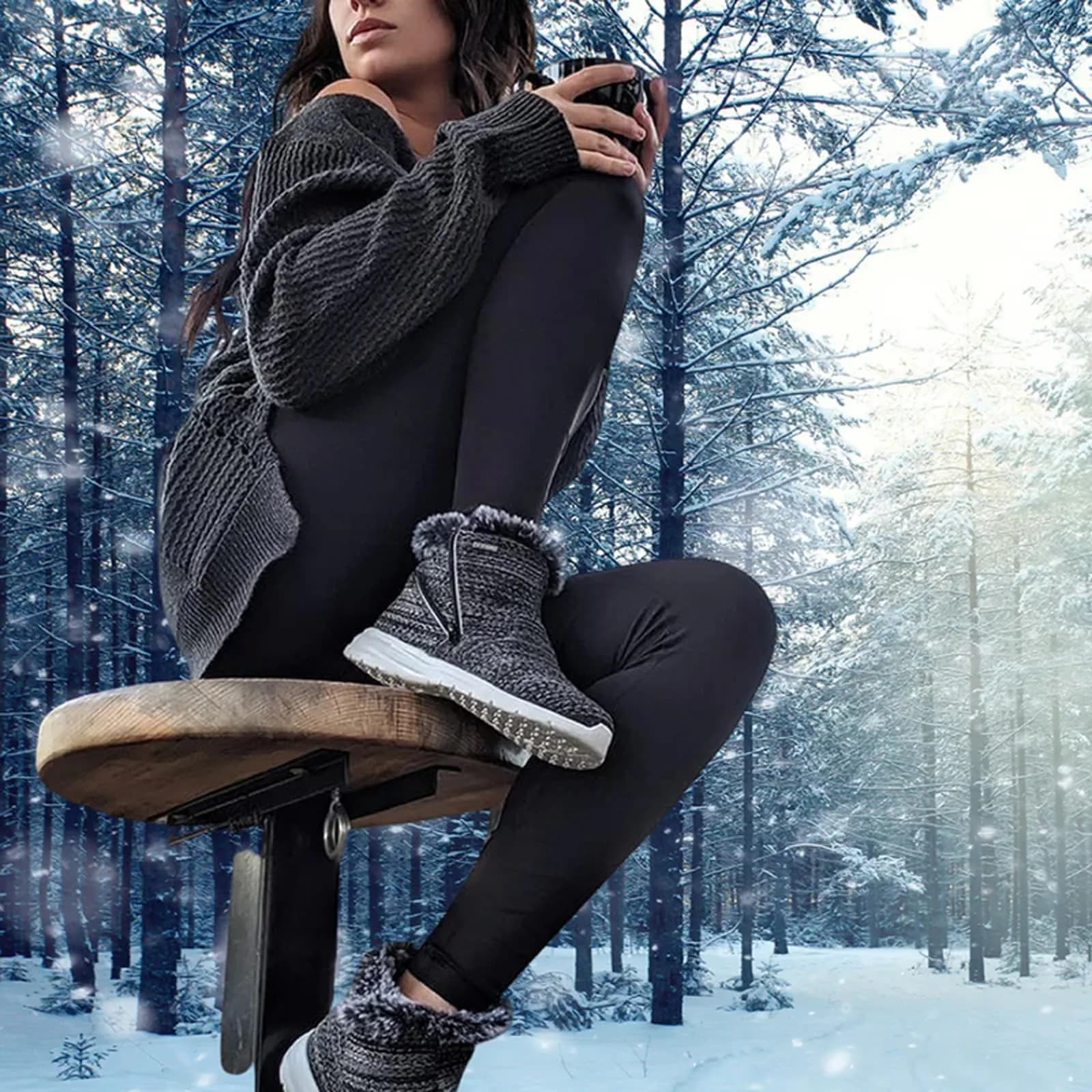 Telic Women's Apres-Ski Recovery Boots, Granite, Size 6 | Supportive Novalon Material & Ankle-High Comfort thumbnail 6