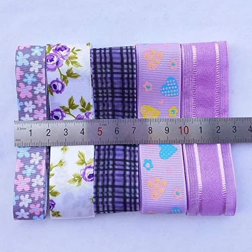 Libiline Purple Satin Organza Grosgrain Ribbon 17 Yards (51m) | Assorted Widths for Crafts & Decor thumbnail 4