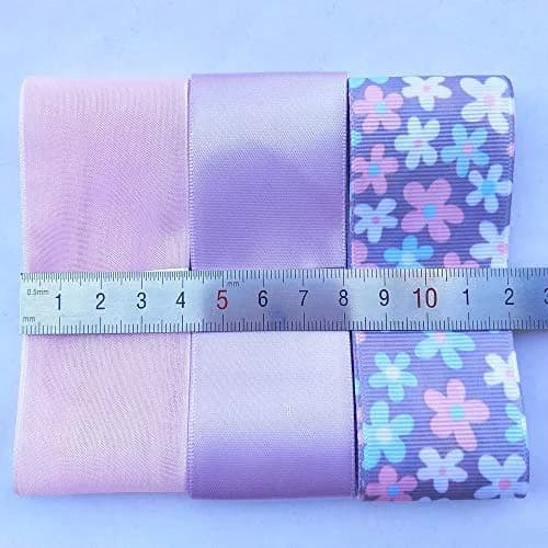 Libiline Purple Satin Organza Grosgrain Ribbon 17 Yards (51m) | Assorted Widths for Crafts & Decor - view 5