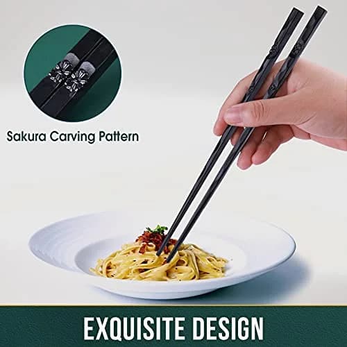 Glamfields Black Fiberglass Chopsticks | Reusable, Dishwasher Safe, Non-slip, 9.5 inches, Gift Set thumbnail 4