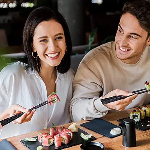 Glamfields Black Fiberglass Chopsticks | Reusable, Dishwasher Safe, Non-slip, 9.5 inches, Gift Set thumbnail 7