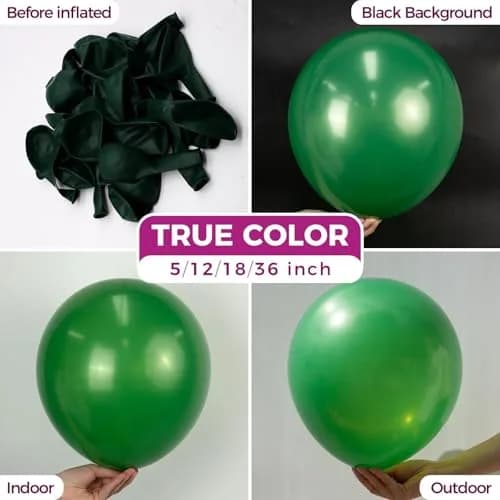 Bezente Dark Green Latex Balloons 100 Pack 12 inch | Premium Quality Party Balloons for Indian Celebrations thumbnail 2