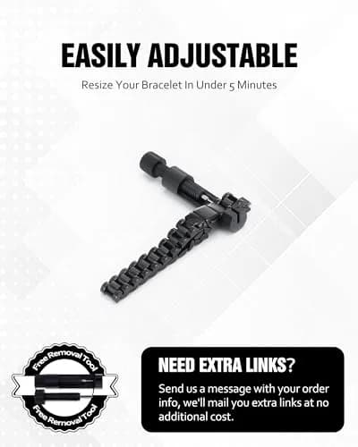 Jecanori Hematite Magnetic Bracelet for Men, 22cm (8.66 Inch) | Hypoallergenic & Adjustable thumbnail 4