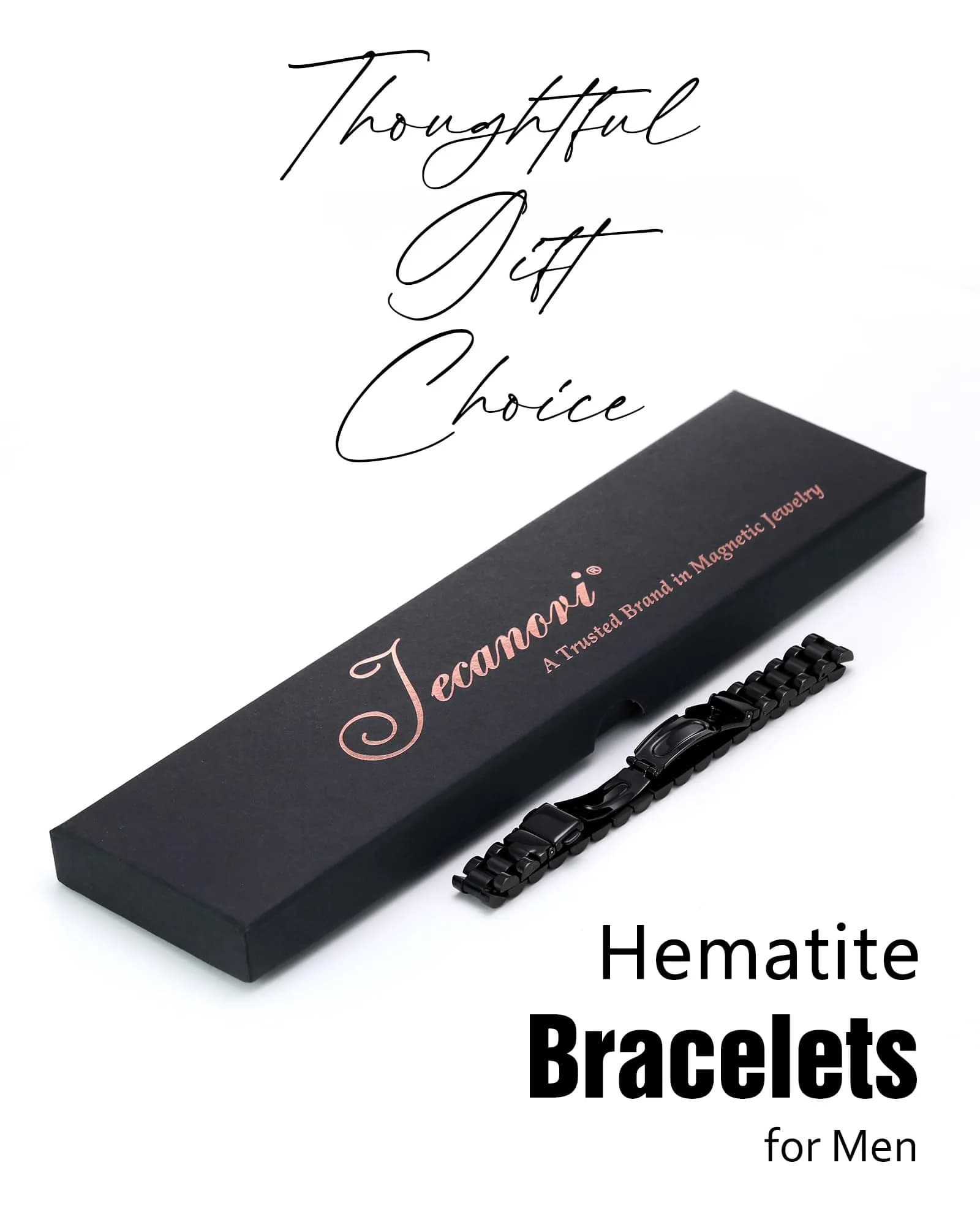 Jecanori Hematite Magnetic Bracelet for Men, 22cm (8.66 Inch) | Hypoallergenic & Adjustable - view 5