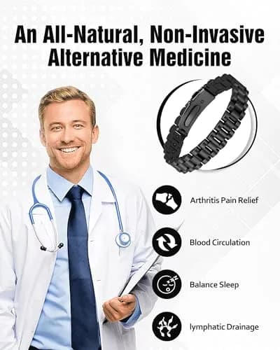 Jecanori Hematite Magnetic Bracelet for Men, 22cm (8.66 Inch) | Hypoallergenic & Adjustable thumbnail 6