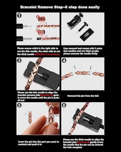 Jecanori Hematite Magnetic Bracelet for Men, 22cm (8.66 Inch) | Hypoallergenic & Adjustable thumbnail 9