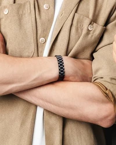 Jecanori Hematite Magnetic Bracelet for Men, 22cm (8.66 Inch) | Hypoallergenic & Adjustable thumbnail 2