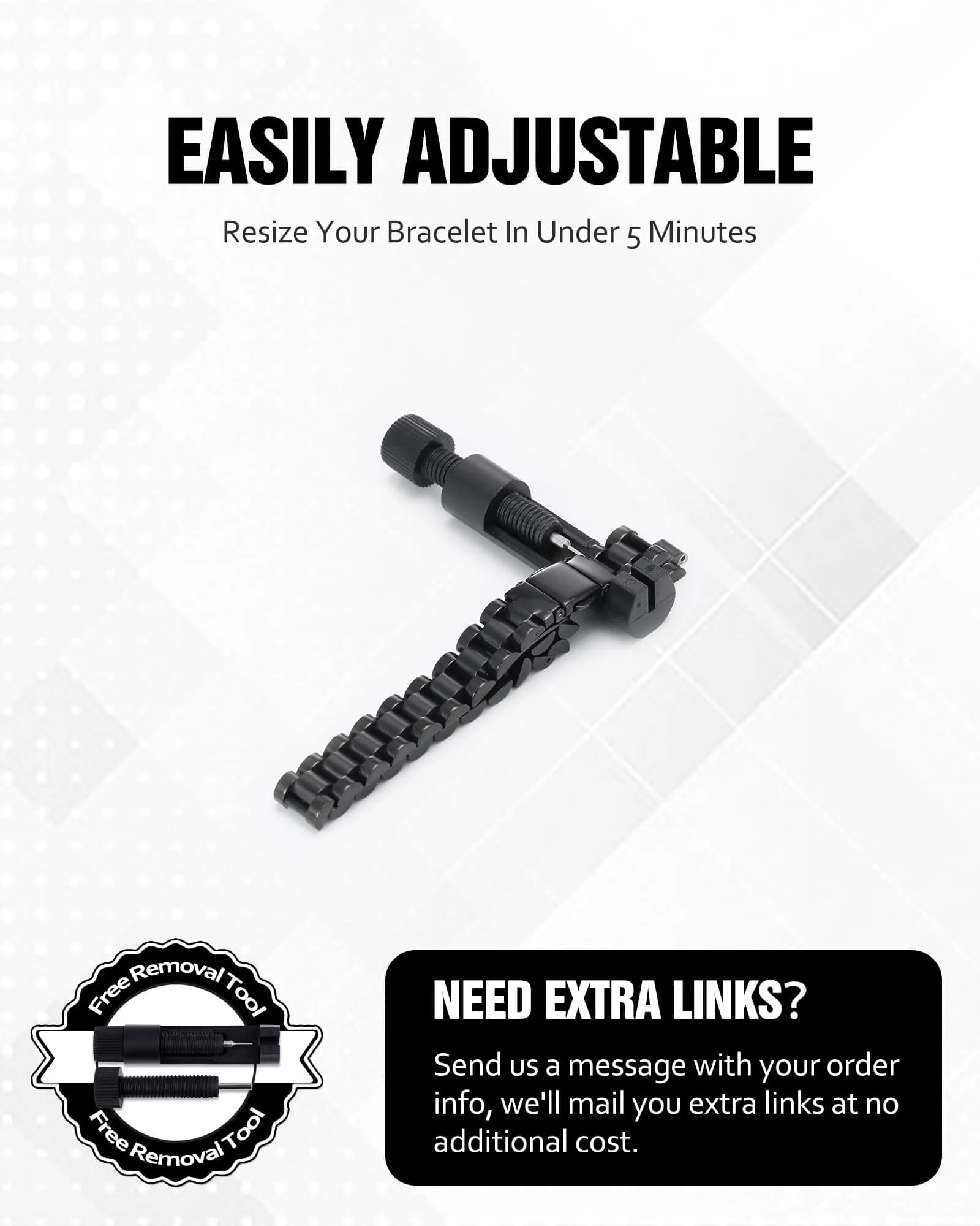 Jecanori Hematite Magnetic Bracelet for Men, 22cm (8.66 Inch) | Hypoallergenic & Adjustable - view 4