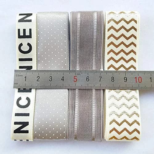 Libiline Assorted Grey Beige Satin Organza Grosgrain Ribbon Craft DIY Packing Hair Bow Accessory 25mm (1 inch) | Random 20 Yards thumbnail 3
