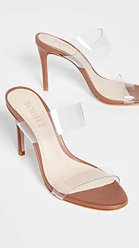 SCHUTZ Ariella Sandals 7.5 Medium US | Wood, Brown, Clear, Heeled 90mm thumbnail 3