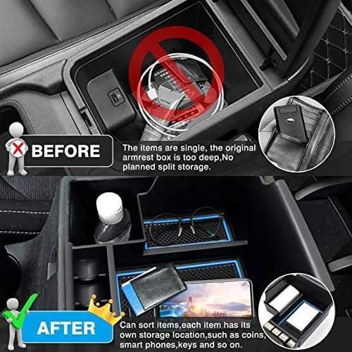 Autorder Center Console Organizer for Kia Forte 2019-2024 | Secondary Insert Tray with 2 Color Mats thumbnail 6