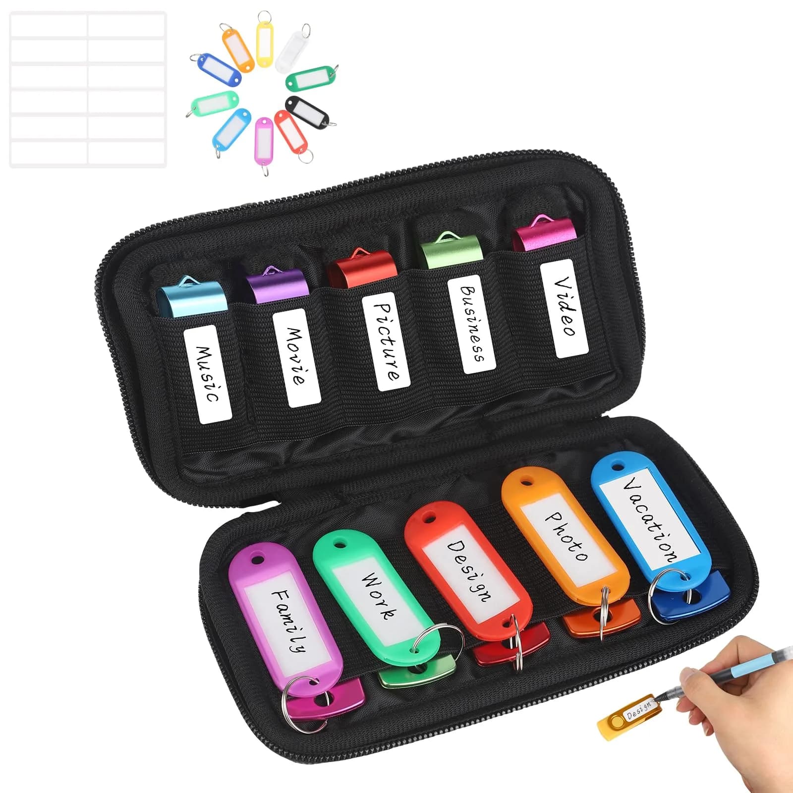 vellgo USB Flash Drive Case with 10 Slots | Portable Organizer for USB Memory Sticks — 10 slots