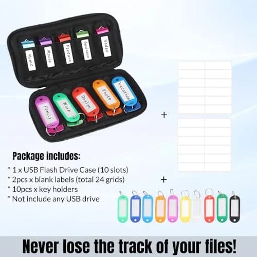vellgo USB Flash Drive Case with 10 Slots | Portable Organizer for USB Memory Sticks thumbnail 3