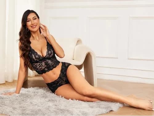 Lilosy Sexy Lingerie Set 2 Piece Women Pajamas Black Small | Lace, Floral, Comfortable Fit thumbnail 6