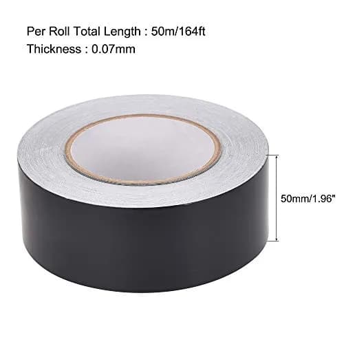 uxcell Black Matte Aluminum Foil Tape 50mm x 50m (164ft) | HVAC Sealing & Patching Tape thumbnail 2