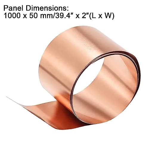 uxcell Copper Sheet Roll 0.1mm x 1000mm x 50mm | Pure Copper Foil Plate for DIY & Industrial Use thumbnail 2