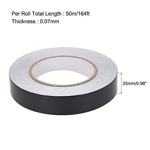 uxcell Black Matte Aluminum Foil Tape 25mm x 50m (0.98in x 164ft) | HVAC Sealing & Patching thumbnail 2