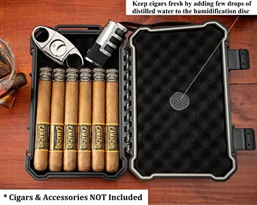 Kobi & Knight Travel Cigar Humidor with Hygrometer | Waterproof, Shockproof & Portable for 6 x 8-Inch Cigars thumbnail 5