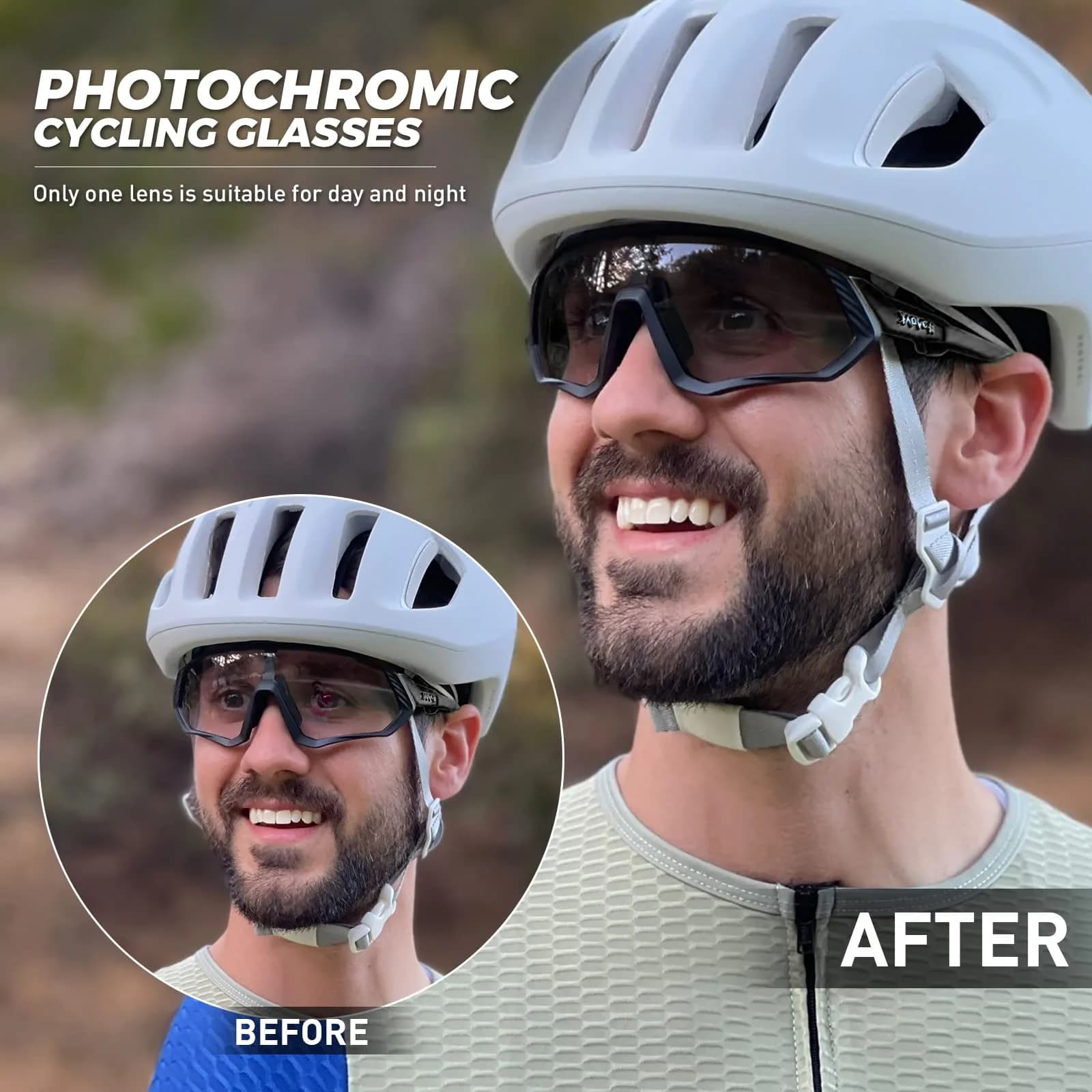 KAPVOE Photochromic Cycling Glasses with Myopia Frame | 137 mm Lens Width - view 2