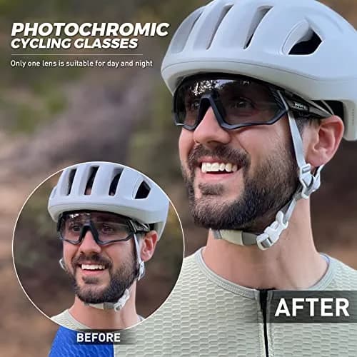 KAPVOE Photochromic Cycling Glasses for Men & Women | 156 g (5.5 oz) | Adapts to UV Light thumbnail 2