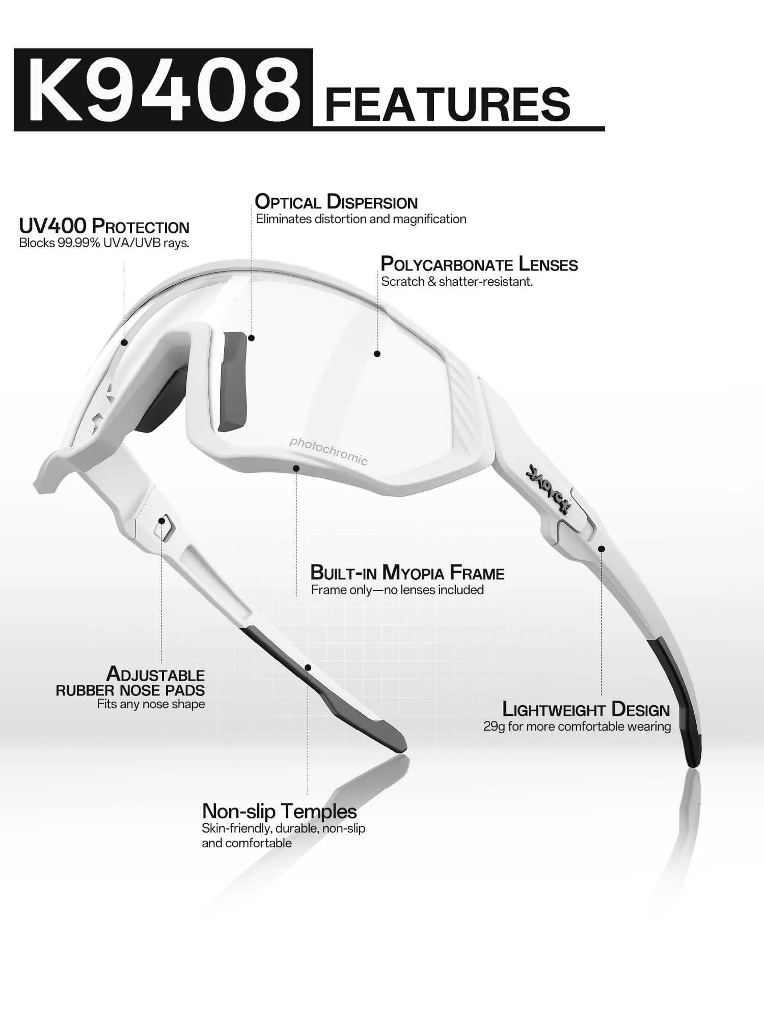 KAPVOE Photochromic Cycling Glasses K9408 | UV400 Protection - view 4