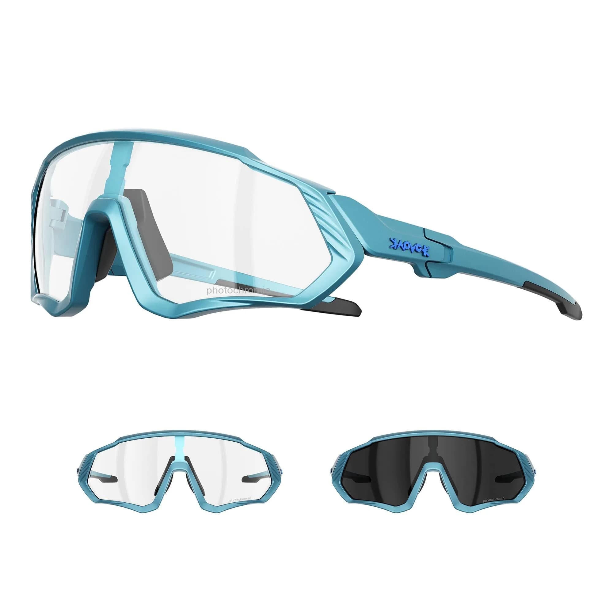 KAPVOE Photochromic Cycling Glasses for Men & Women | 156 g (5.5 oz) | Adapts to UV Light — 09-photochromic Dark Gray