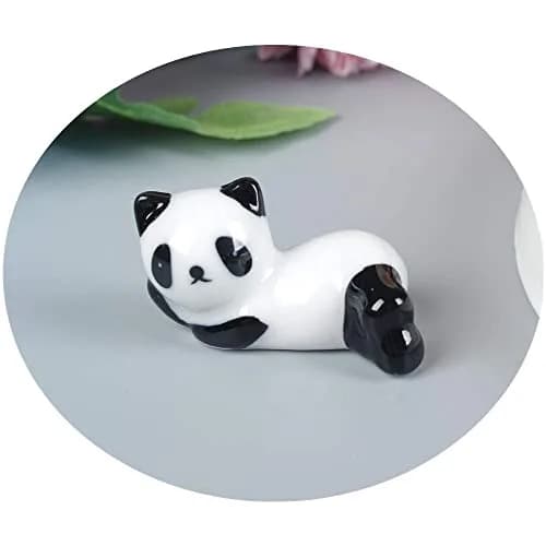 XINYU Cute Ceramic Panda Chopstick Rests (6-Pack, Black/White) | Set of 6 Animal Print Holders for Dining Tables thumbnail 4