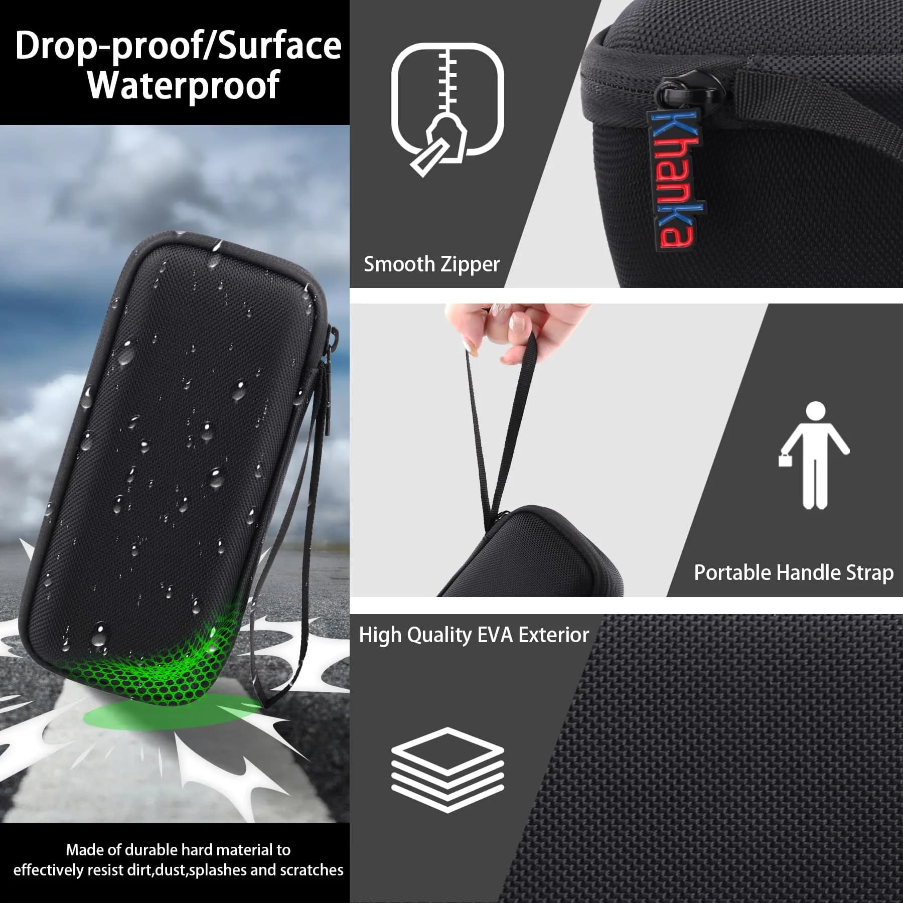 khanka Case for Sonos Roam 2/Sonos Roam Portable Bluetooth Speaker,Black | Hard EVA Waterproof Travel Cover - view 5