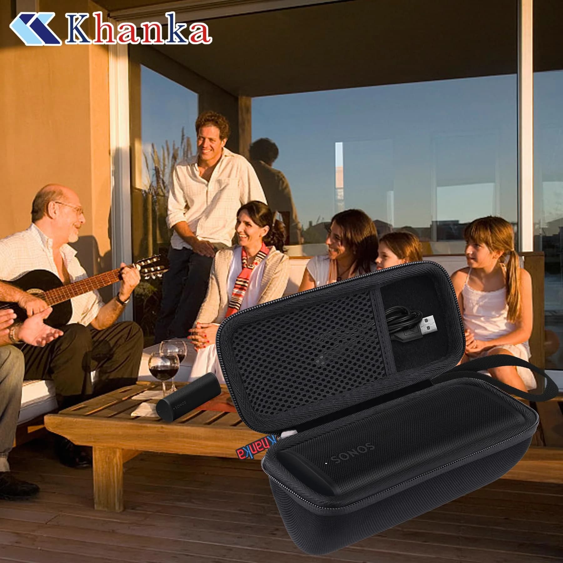 khanka Case for Sonos Roam 2/Sonos Roam Portable Bluetooth Speaker,Black | Hard EVA Waterproof Travel Cover - view 9