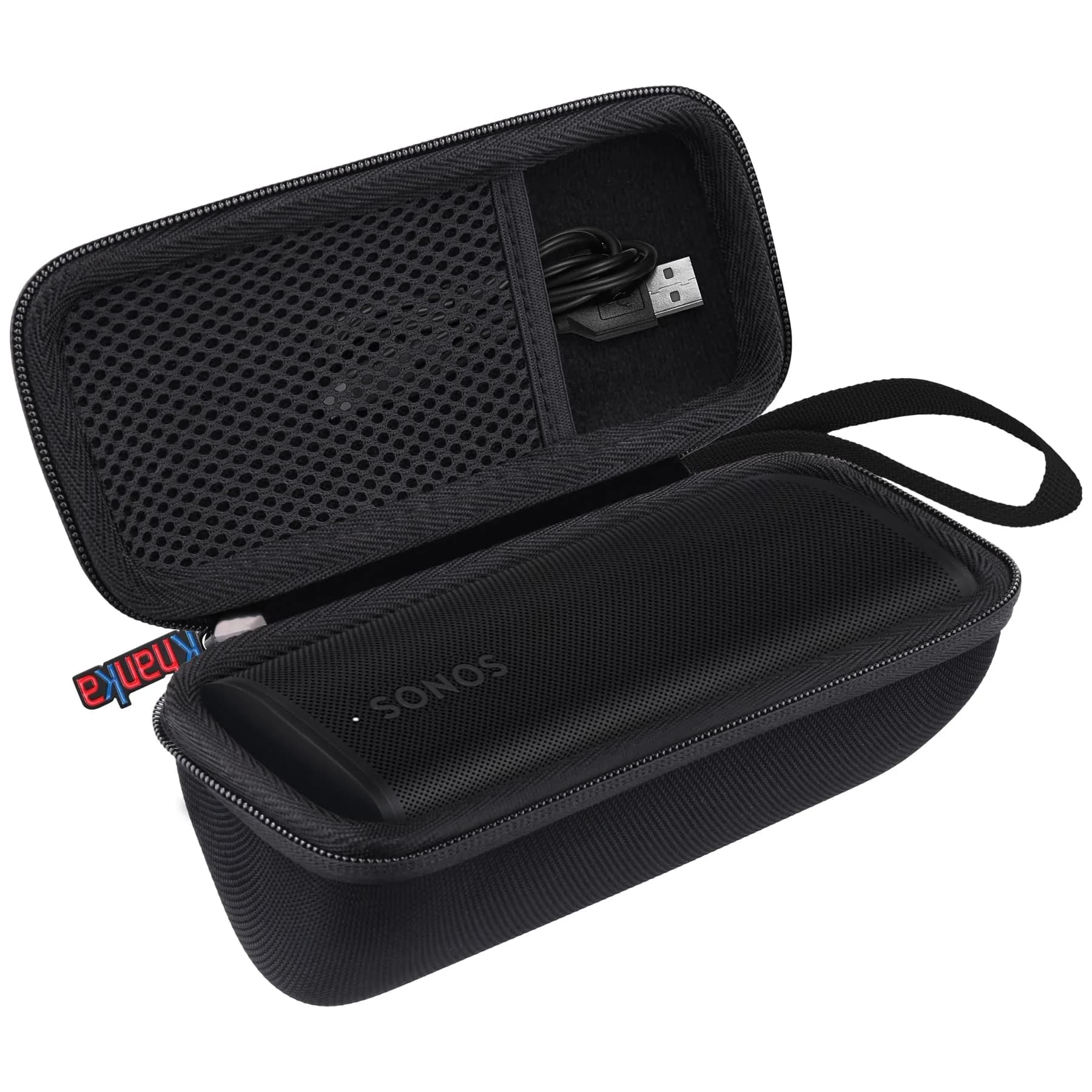 khanka Case for Sonos Roam 2/Sonos Roam Portable Bluetooth Speaker,Black | Hard EVA Waterproof Travel Cover - view 2