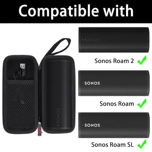 khanka Case for Sonos Roam 2/Sonos Roam Portable Bluetooth Speaker,Black | Hard EVA Waterproof Travel Cover thumbnail 3