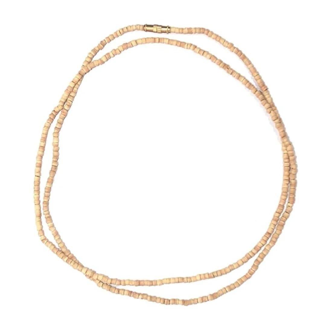 MAYAPURI Double Round Tulsi Mala Necklace 72 cm (2.83 inches) | Natural Wood Beads for Men & Women - view 6