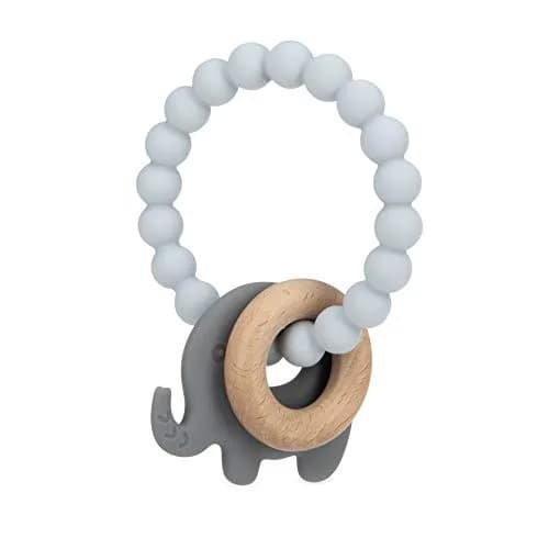 Natural Wood and Silicone Teething Ring | Soothing Baby Teether for 3+ Months thumbnail 1