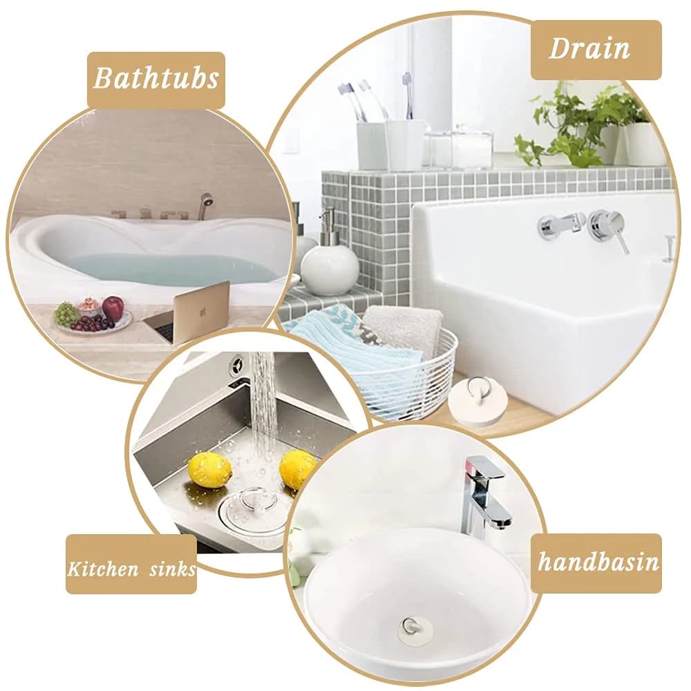 CICITOYWO 4-Piece Rubber Drain Stopper Set | Seals Tightly for Bathtubs & Sinks - view 2