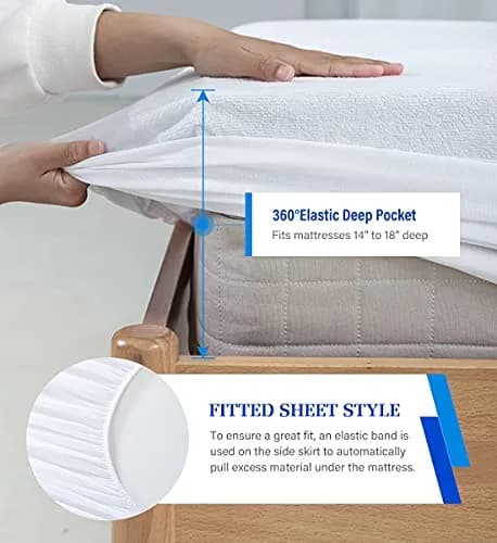 Artivestion Queen Mattress Protector Waterproof Breathable Terry 60" x 80" | Soft, Durable & Breathable thumbnail 4