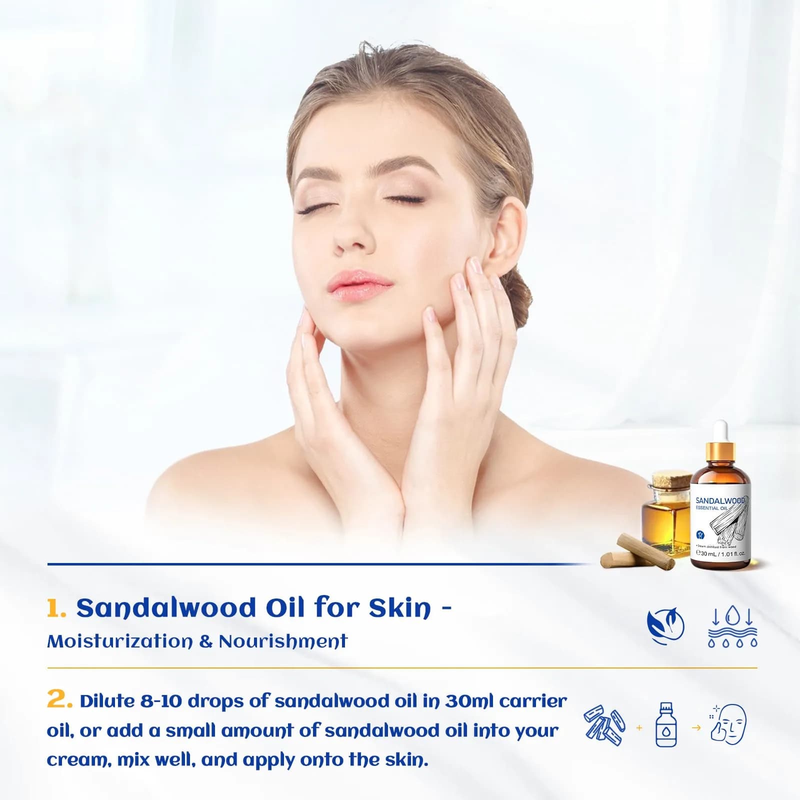 HIQILI Sandalwood Essential Oil, 3.38 Fl Oz (100ml) | Authentic USA Import for Perfume & Diffuser - view 3