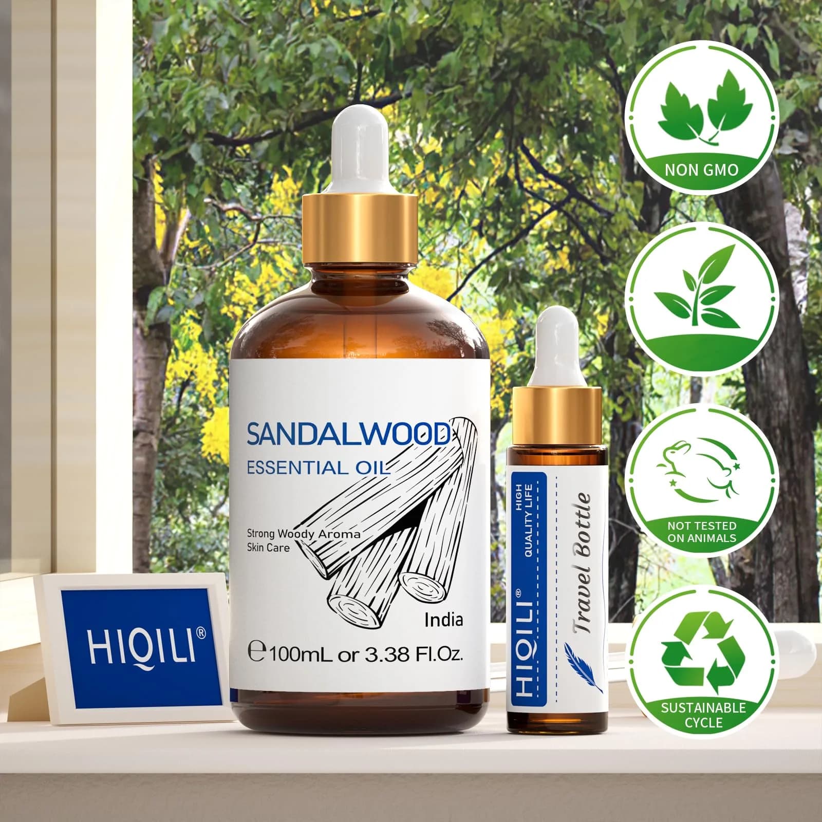 HIQILI Sandalwood Essential Oil, 3.38 Fl Oz (100ml) | Authentic USA Import for Perfume & Diffuser - view 7