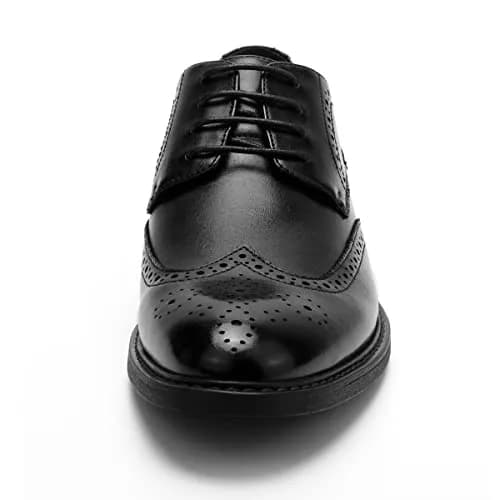 Temeshu Men's Dress Shoes Casual Oxford Shoes Black 9 | Classic Formal Leather Footwear thumbnail 4