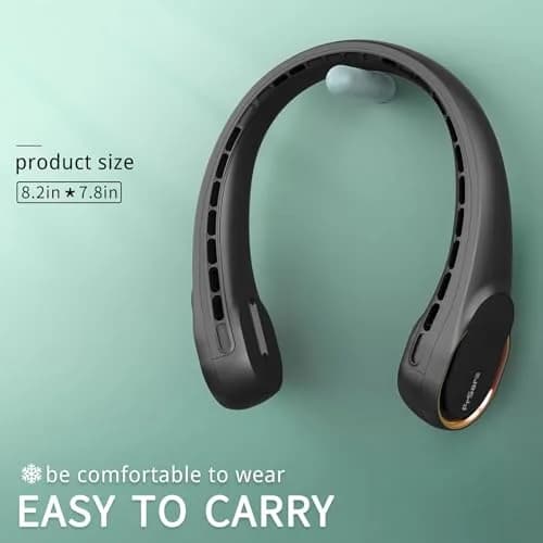 FrSara A8 Portable Neck Fan with 4000mAh Battery, 3-Speed, Bronze Black | Cools in 3 Seconds thumbnail 6