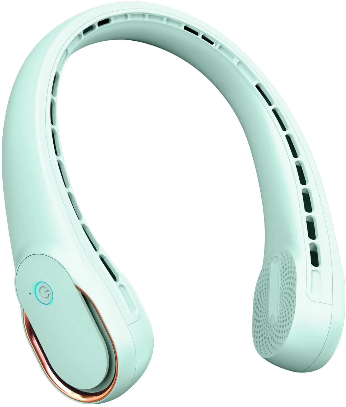 FrSara Wearable Neck Fan, 360° Cooling, 4000mAh Battery, 3-Speed, Crystal Green | Quiet Personal Air Cooler