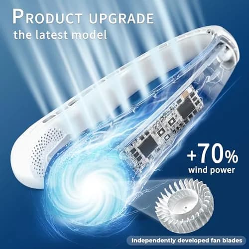 FrSara Wearable Neck Fan, 360° Cooling, 4000mAh Battery, 3-Speed, Crystal Green | Quiet Personal Air Cooler thumbnail 2