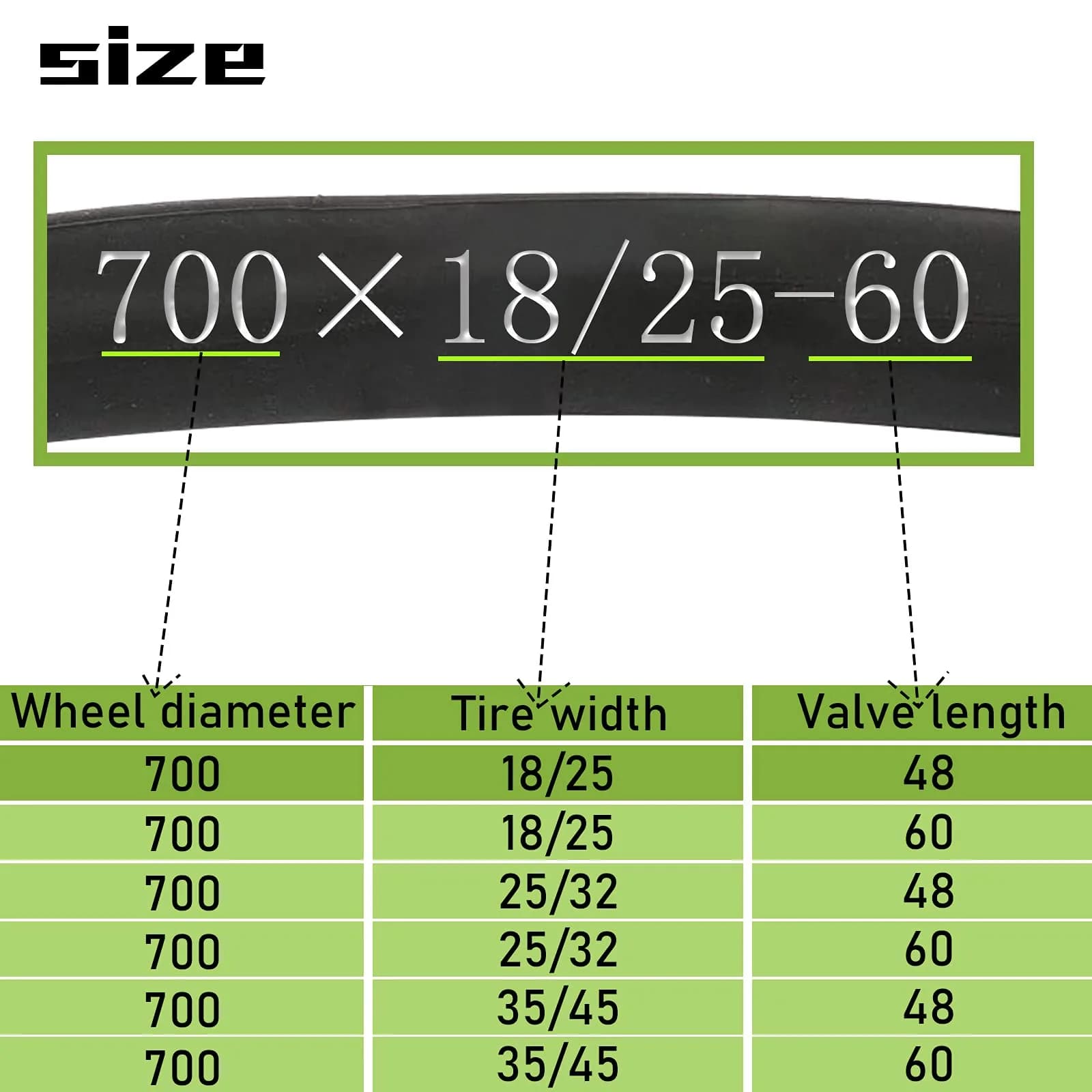 BWSHLF 700c x 18-25mm Road Bike Inner Tubes Presta Valve 60mm (2 Pack) | High-Quality Butyl Rubber for Durability - view 3