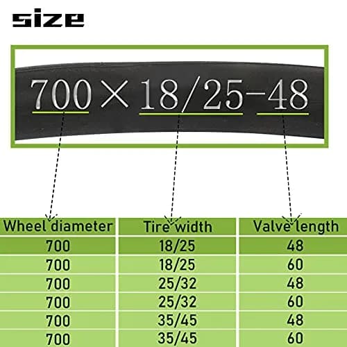 BWSHLF Bike Inner Tube 700x18/25C 48mm Presta Valve 2-Pack | High-Quality Butyl Rubber for Road Bikes thumbnail 3
