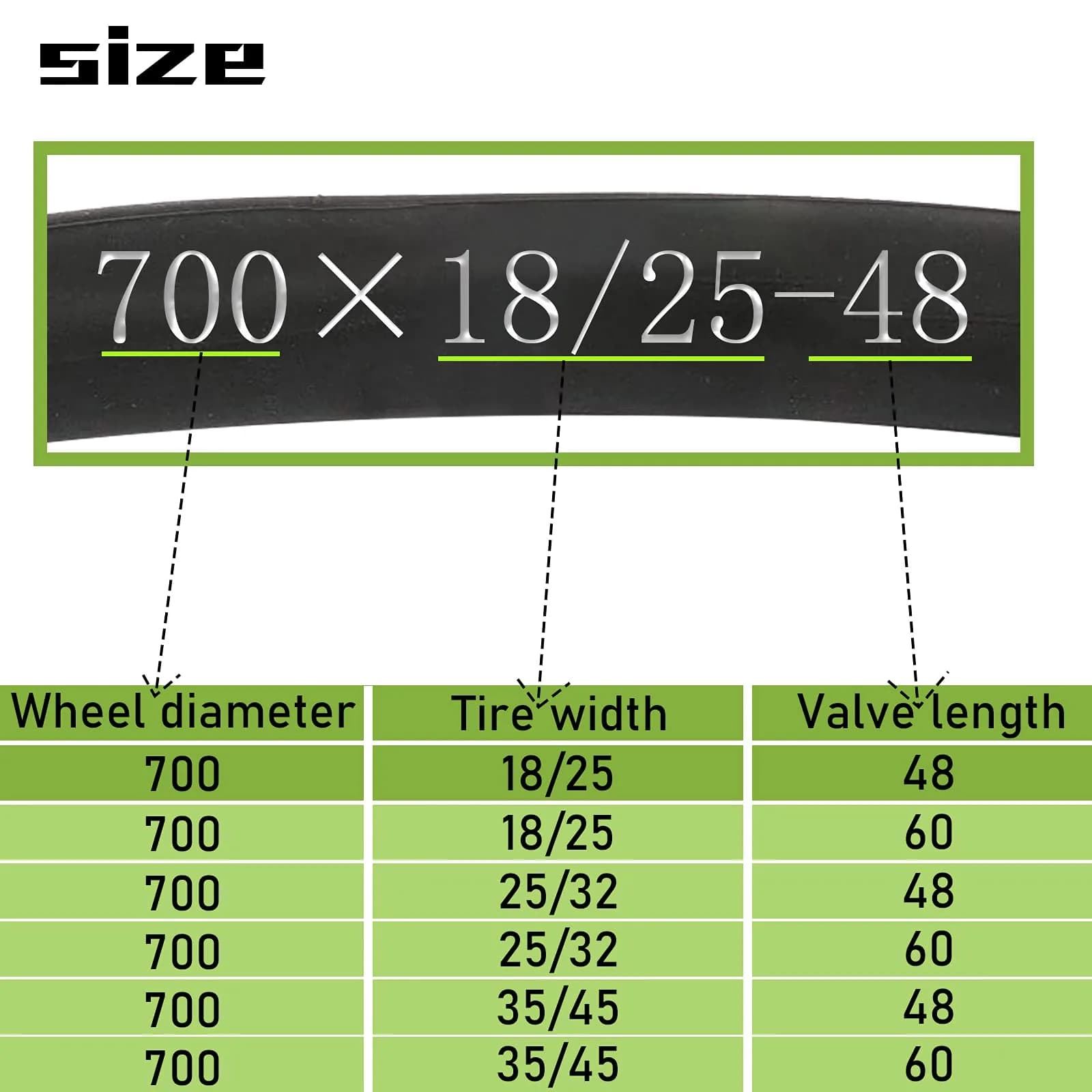 BWSHLF Bike Inner Tube 700x18/25C 48mm Presta Valve 2-Pack | High-Quality Butyl Rubber for Road Bikes - view 3