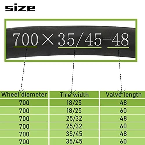 BWSHLF 700x35-45c Road Bike Tube 2-Pack | 48mm Presta Valve, 28" (700c) Butyl Inner Tube thumbnail 4