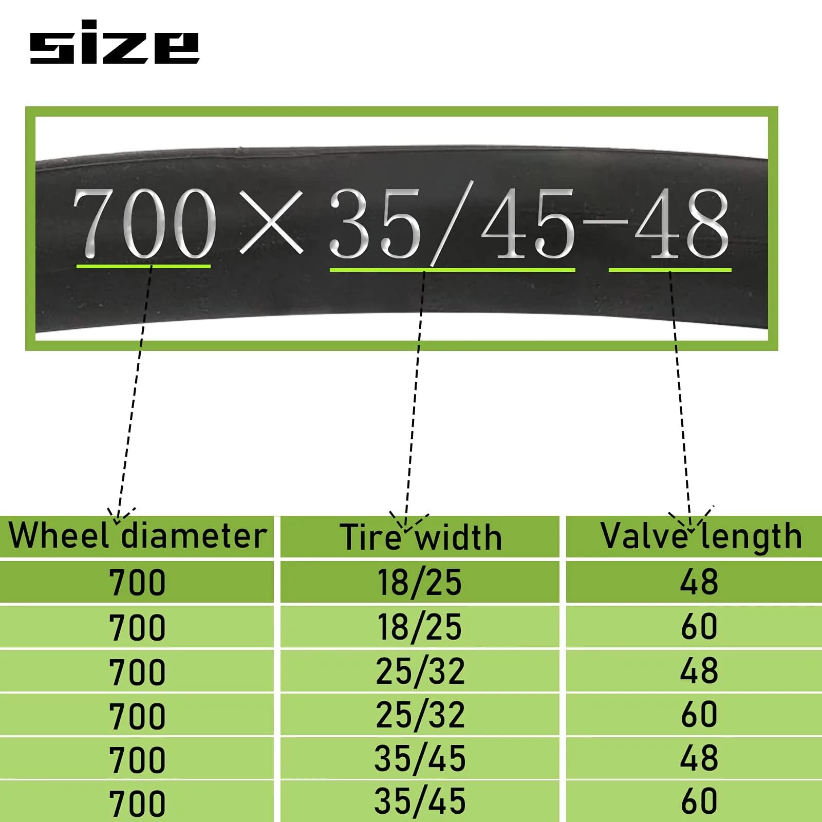 BWSHLF 700x35-45c Road Bike Tube 2-Pack | 48mm Presta Valve, 28" (700c) Butyl Inner Tube - view 4