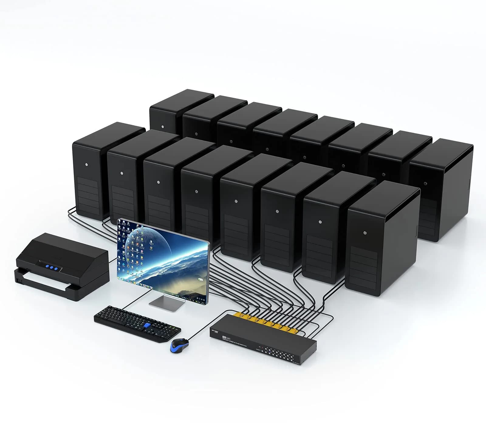 MT-VIKI 16 Port KVM Switch Rackmount 1U 19'' | Control 16 Computers with 1 Keyboard, Mouse, Monitor - view 6